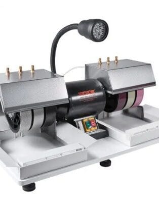 Cabbing machine for shaping and polishing cabochons