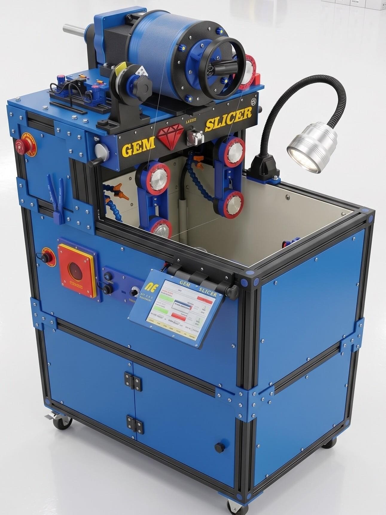 Gem Slicer Standard diamond wire saw, floor-standing, seen from the front