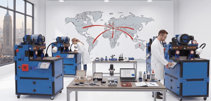 Next Equipment diamond wire saws in a laboratory
